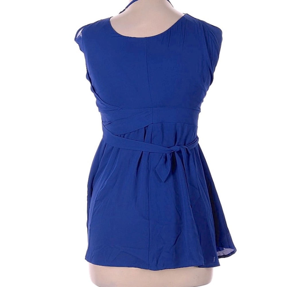 Express Blue Top with Waist Tie and Flared Bottom